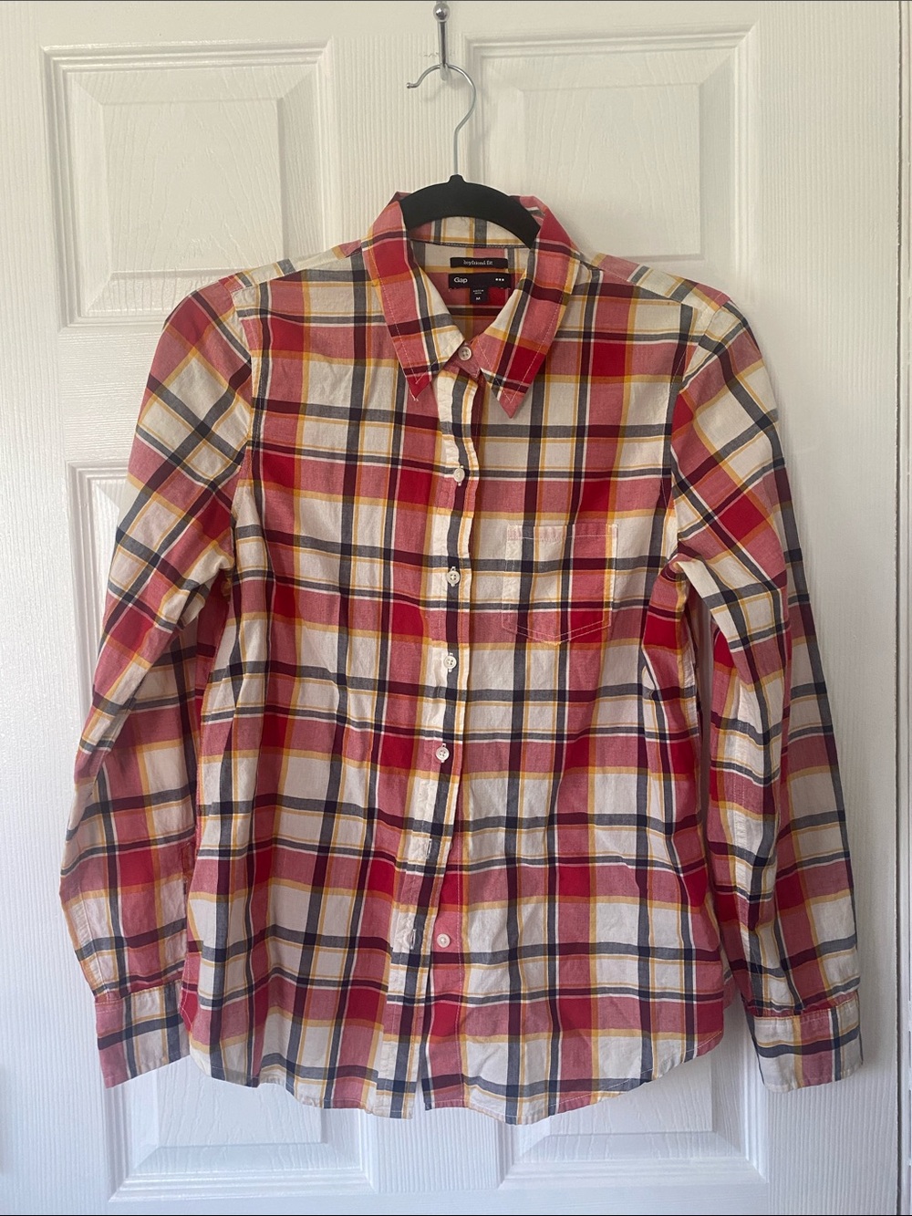 GAP Red, White & Yellow Plaid Button-Down Shirt